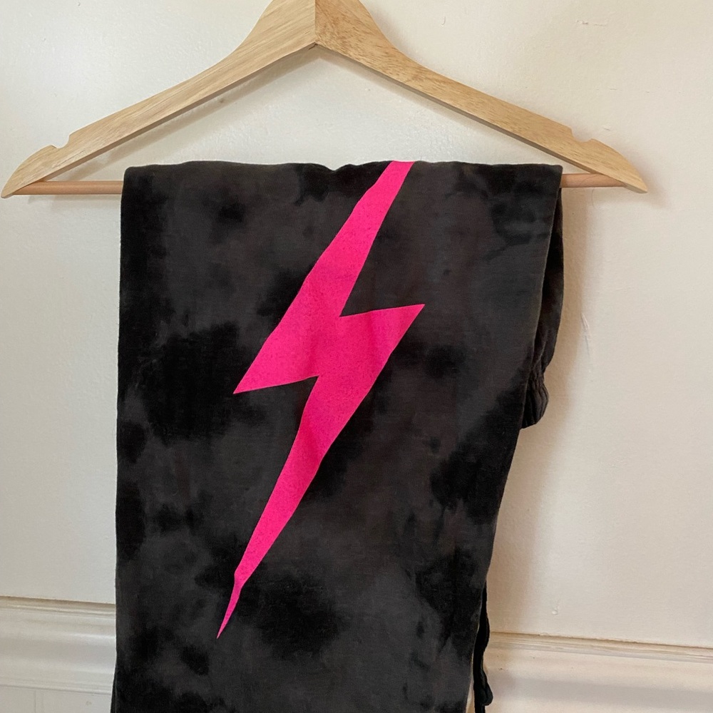 Aviator Nation PINK Bolt Tie-dye Sweatpants